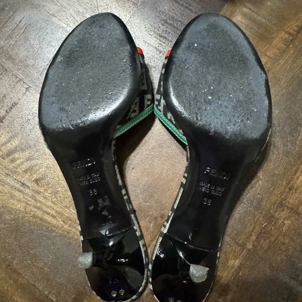 EUC Fendi Zucca FF Logo Canvas Slides size 38 - Picture 7 of 7